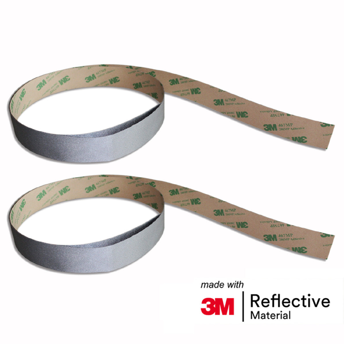 Image of two rolls of silver reflective tape. 