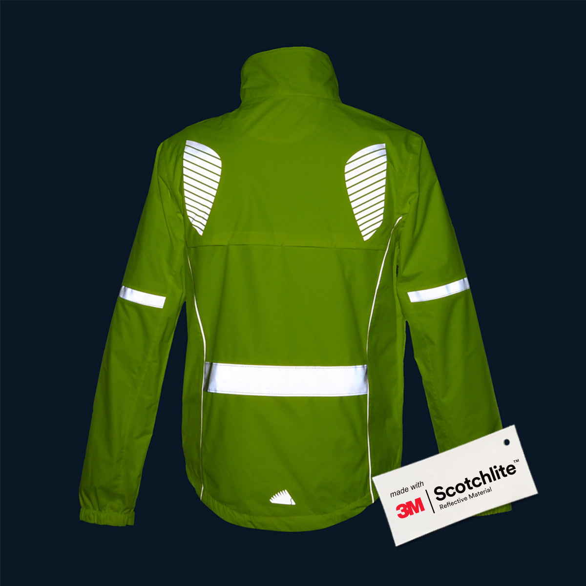Image of front of cycling jacket in low lighting 