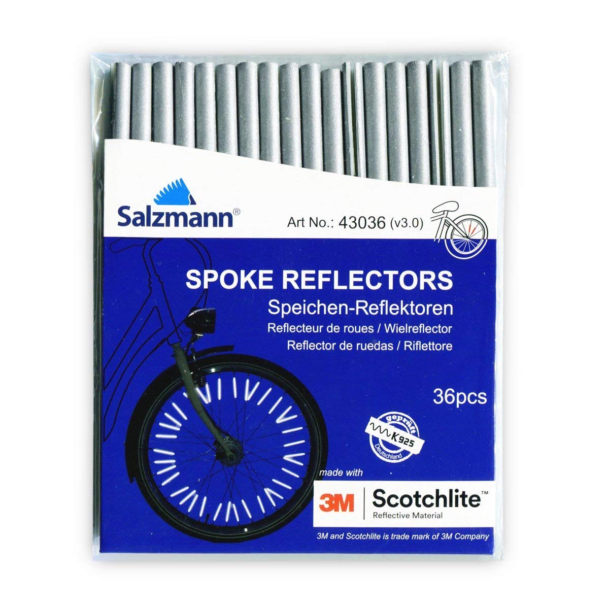 Clsoe up image of spoke reflectors in packaging. 