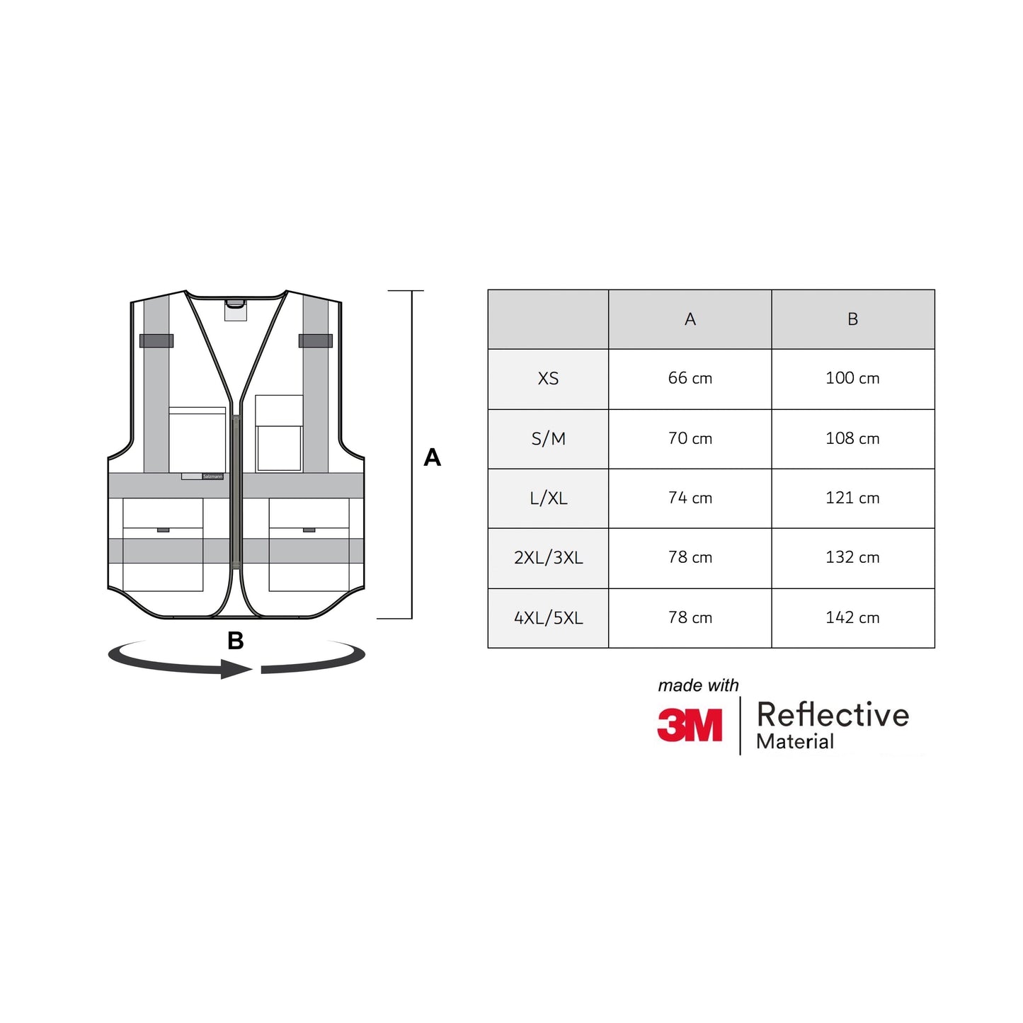 Size chart of security vest 