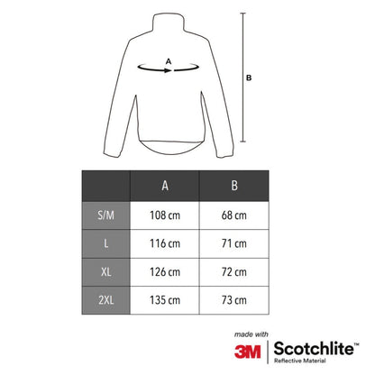 Size chart of cycling jacket. 